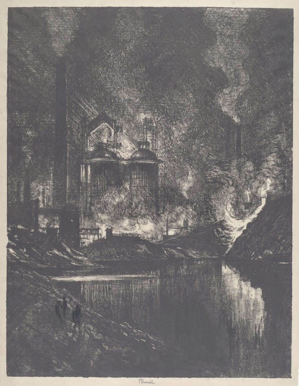 Ohnivé jezero, Charleroi, 1911. od Joseph Pennell
