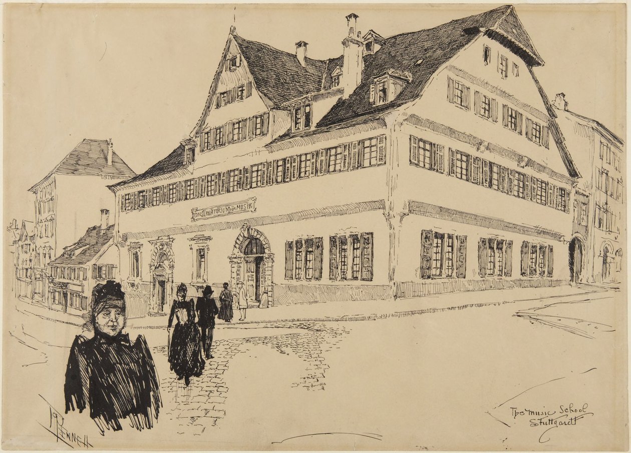 Hudební škola, Stuttgart od Joseph Pennell