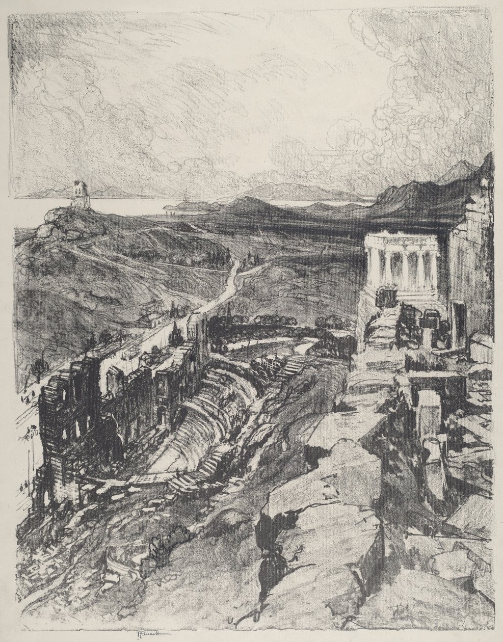 Odeon, Atény od Joseph Pennell