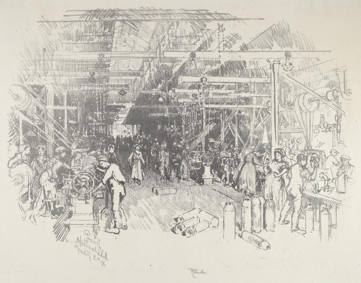 Shell Factory, 1916. od Joseph Pennell