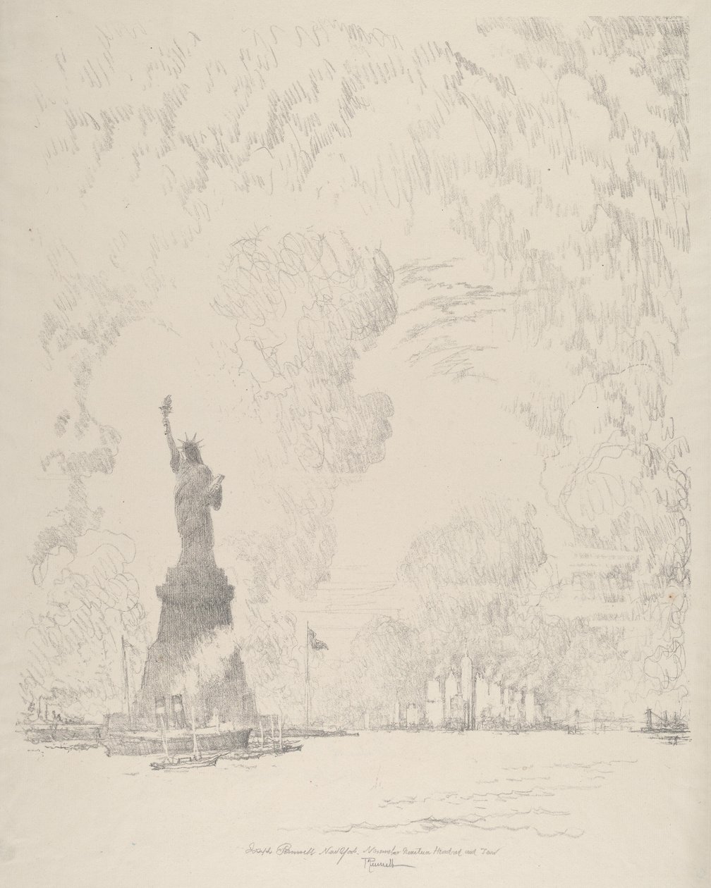 Socha, New York Bay, 1910. od Joseph Pennell