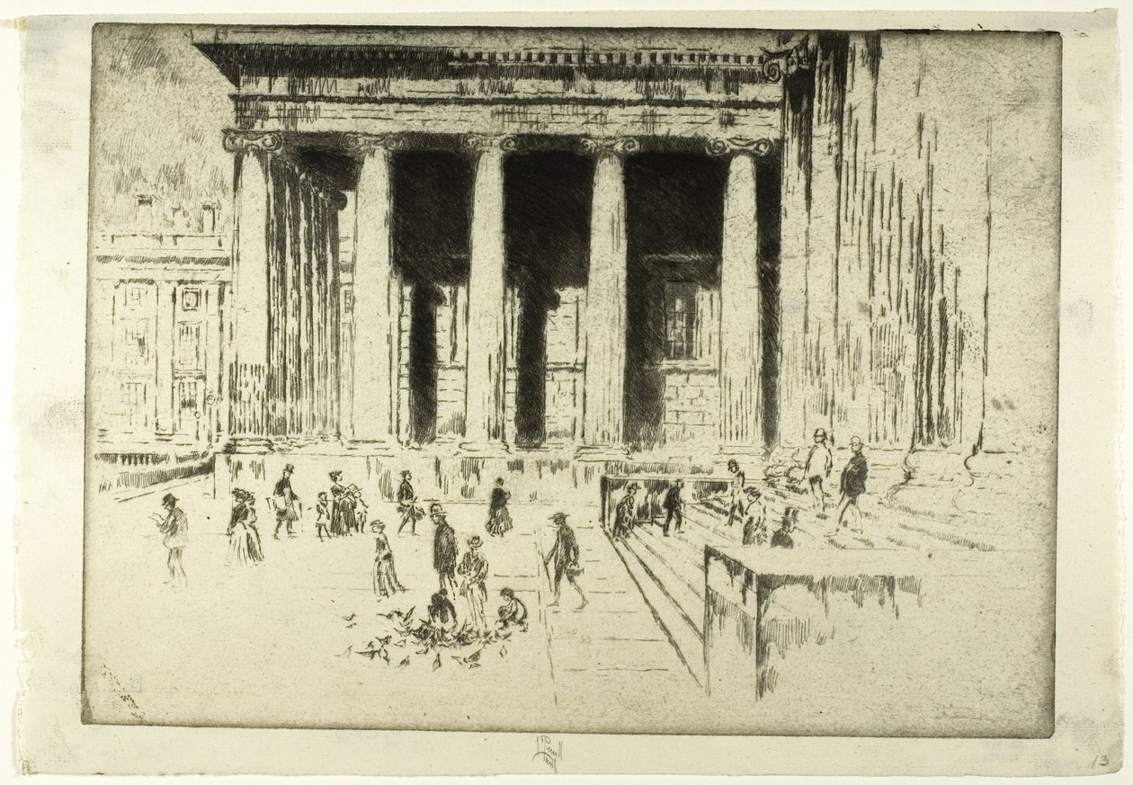 The Steps, Britské muzeum od Joseph Pennell