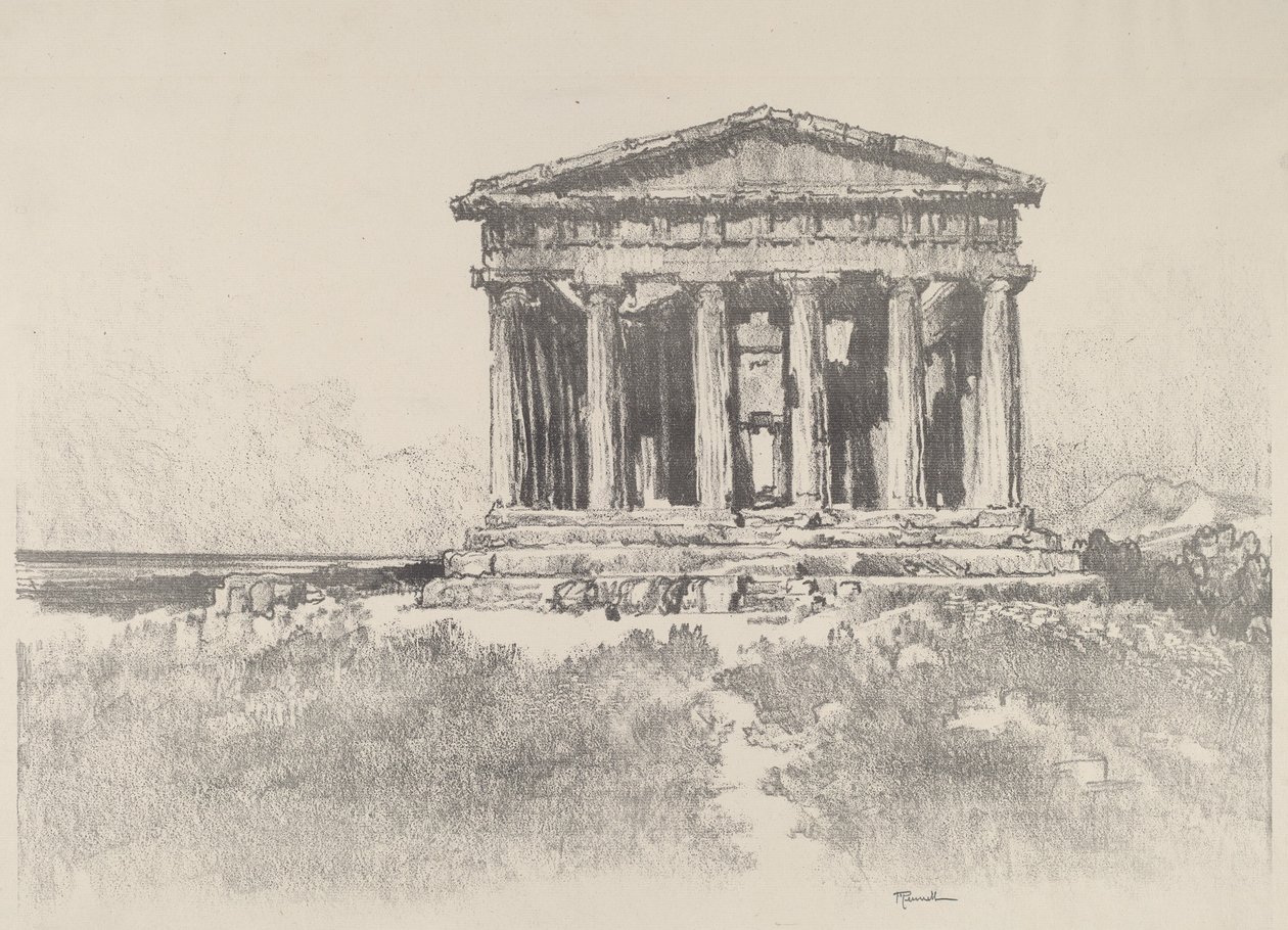 The Temple by the Sea, Temple of Concord, Girgenti, 1913. od Joseph Pennell