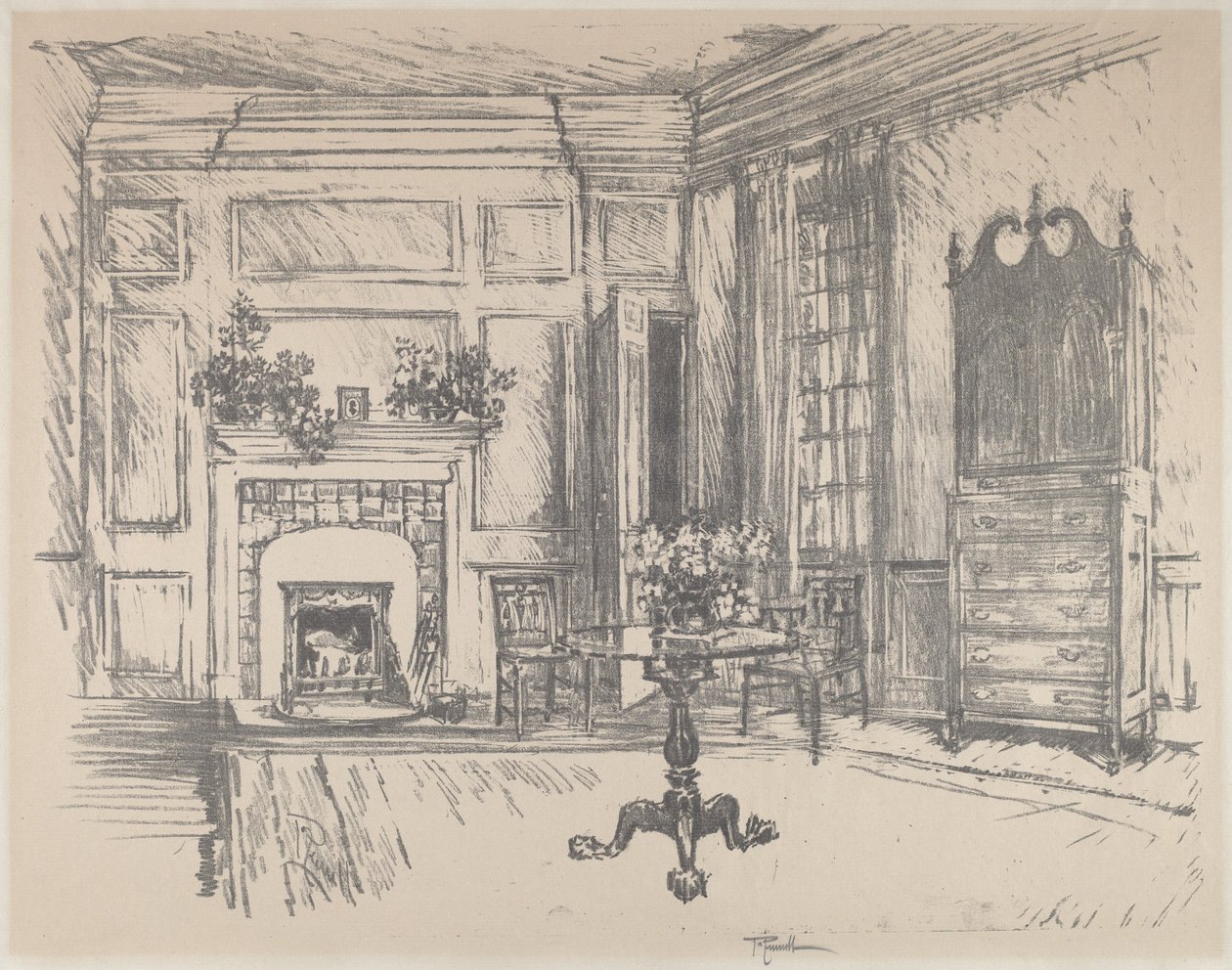 Horní místnost, Stenton, 1912. od Joseph Pennell
