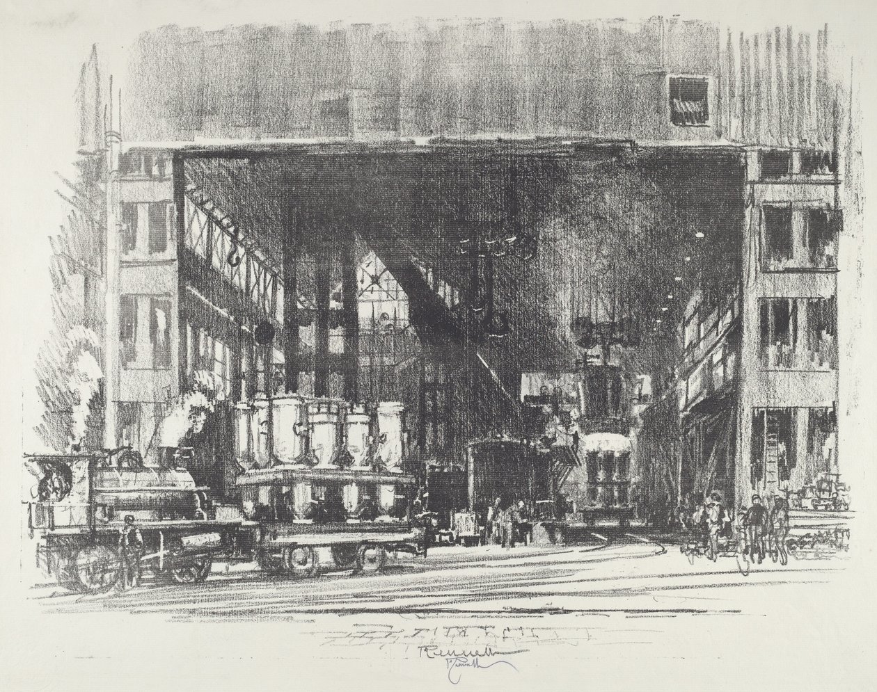 Urny, lití velkých mušlí, 1916. od Joseph Pennell