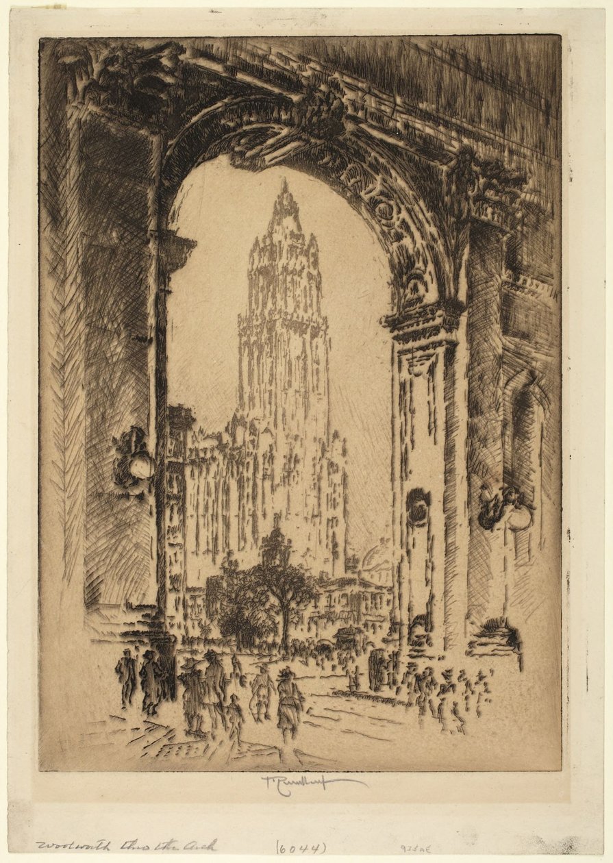 Woolworth Building skrze oblouk od Joseph Pennell