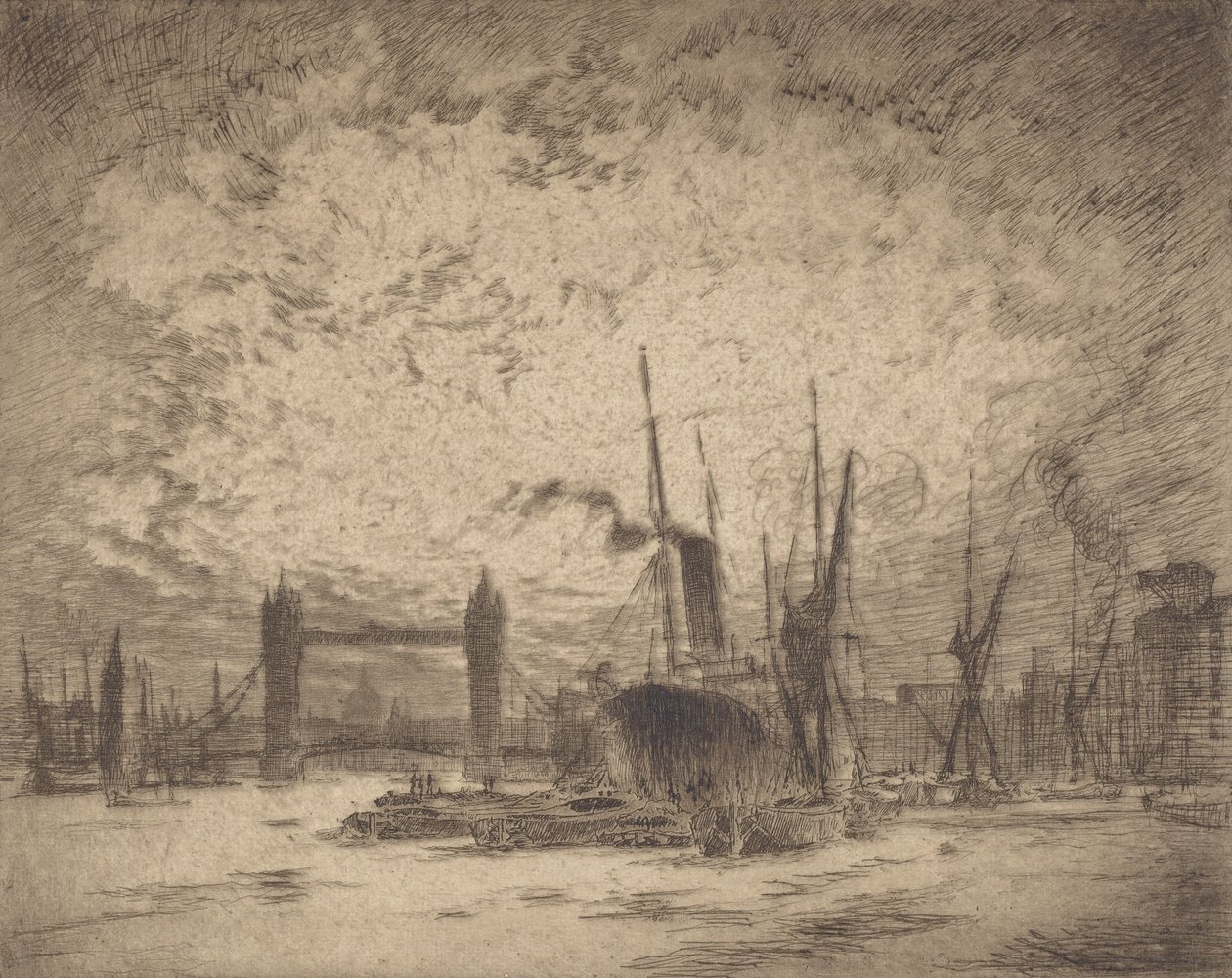 Tower Bridge, večer, 1905. od Joseph Pennell