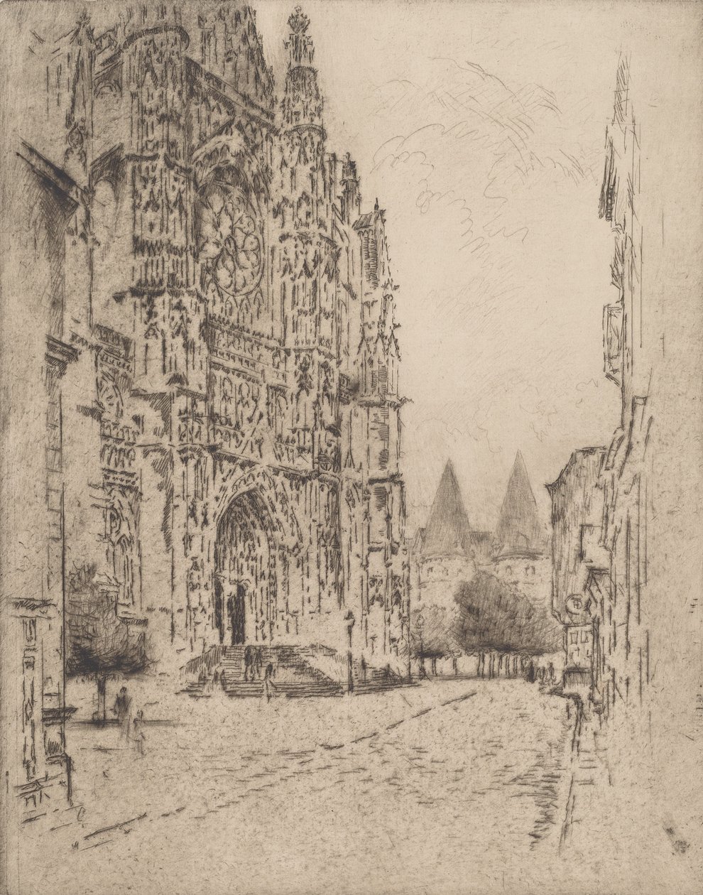 Věže biskupského paláce, Beauvais, 1907. od Joseph Pennell