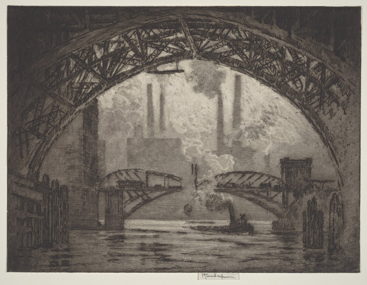 Pod mosty, Chicago od Joseph Pennell