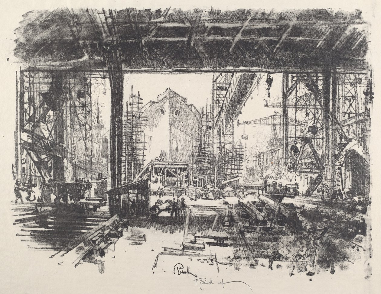 Pod kůlnou, 1917. od Joseph Pennell