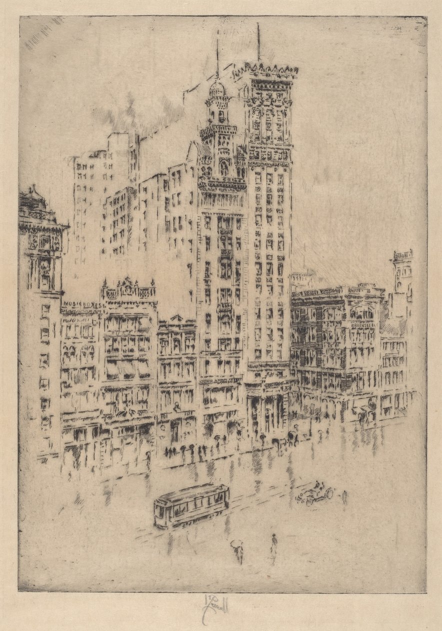 Union Square, deštivý den od Joseph Pennell