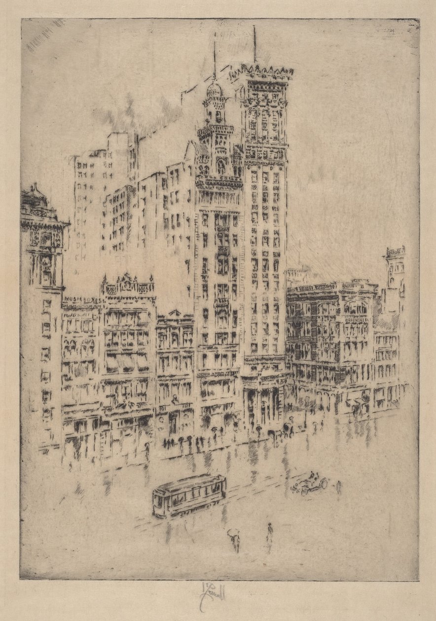 Union Square, deštivý den od Joseph Pennell