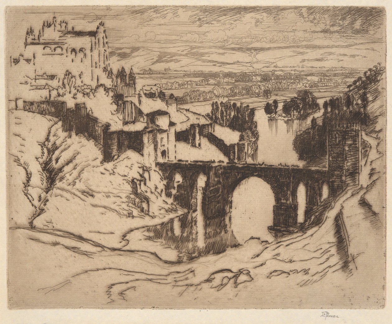 Bez názvu [Bridge of St. Martin, Toledo] od Joseph Pennell