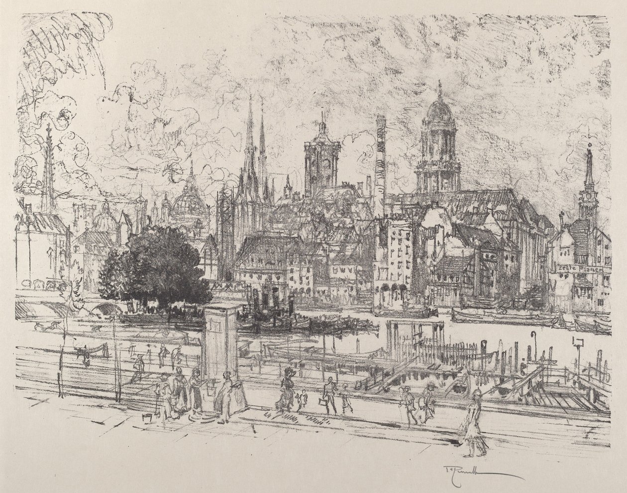 Pohled na Sprévu, Berlín od Joseph Pennell