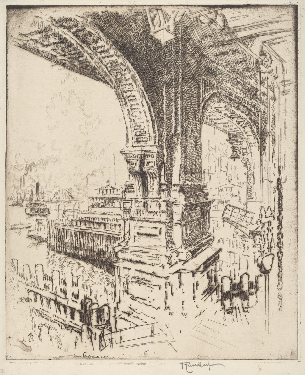 Uvnitř trajektu, Cortlandt Street, New York od Joseph Pennell
