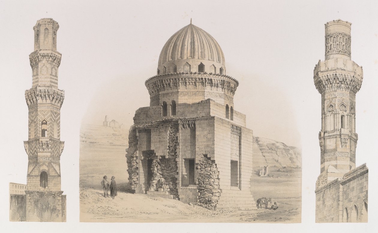 87. Hrobky a minarety, Káhira, 1843. od Joseph Philibert Girault De Prangey