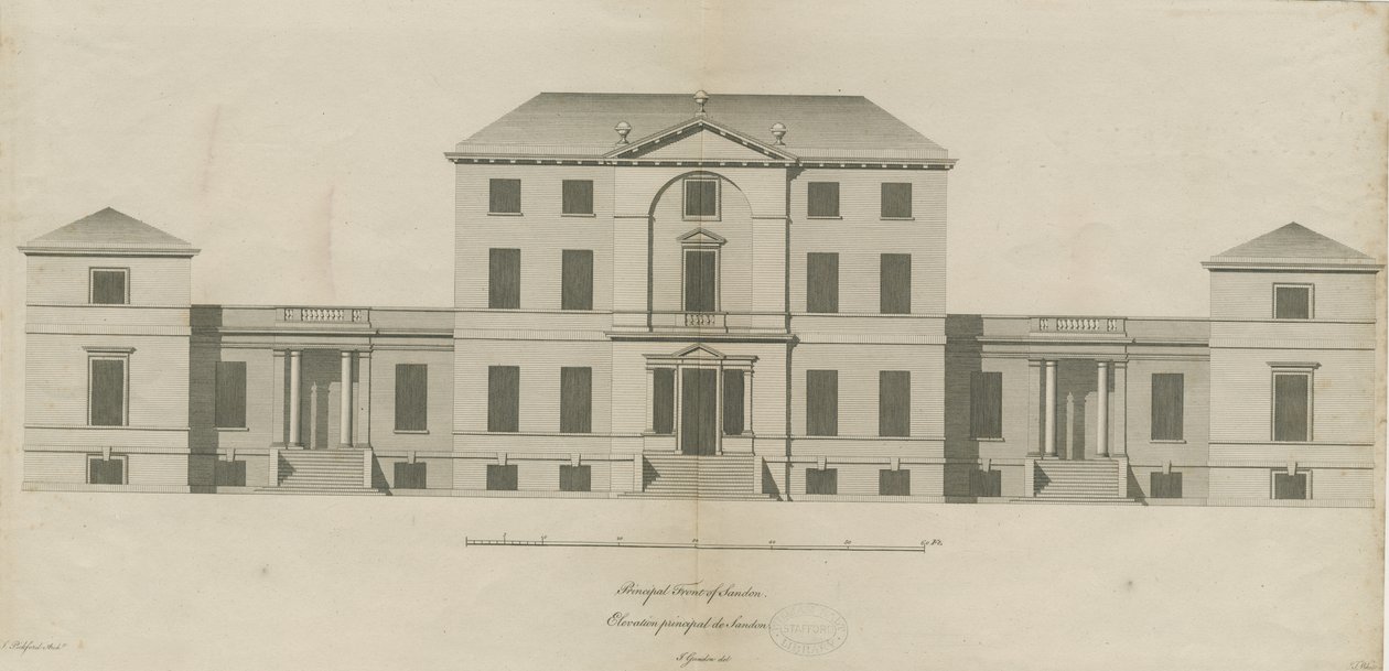Sandon Hall: rytina, nd [1769-1771] (tisk) od Joseph Pickford