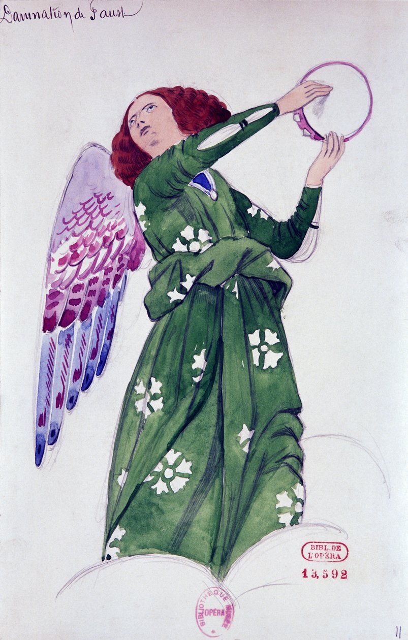 Kostým pro anděla ve Faustově prokletí od Hectora Berlioze, skica Josepha Porphyra Pinchona (1871-1953) od Joseph Porphyre Pinchon