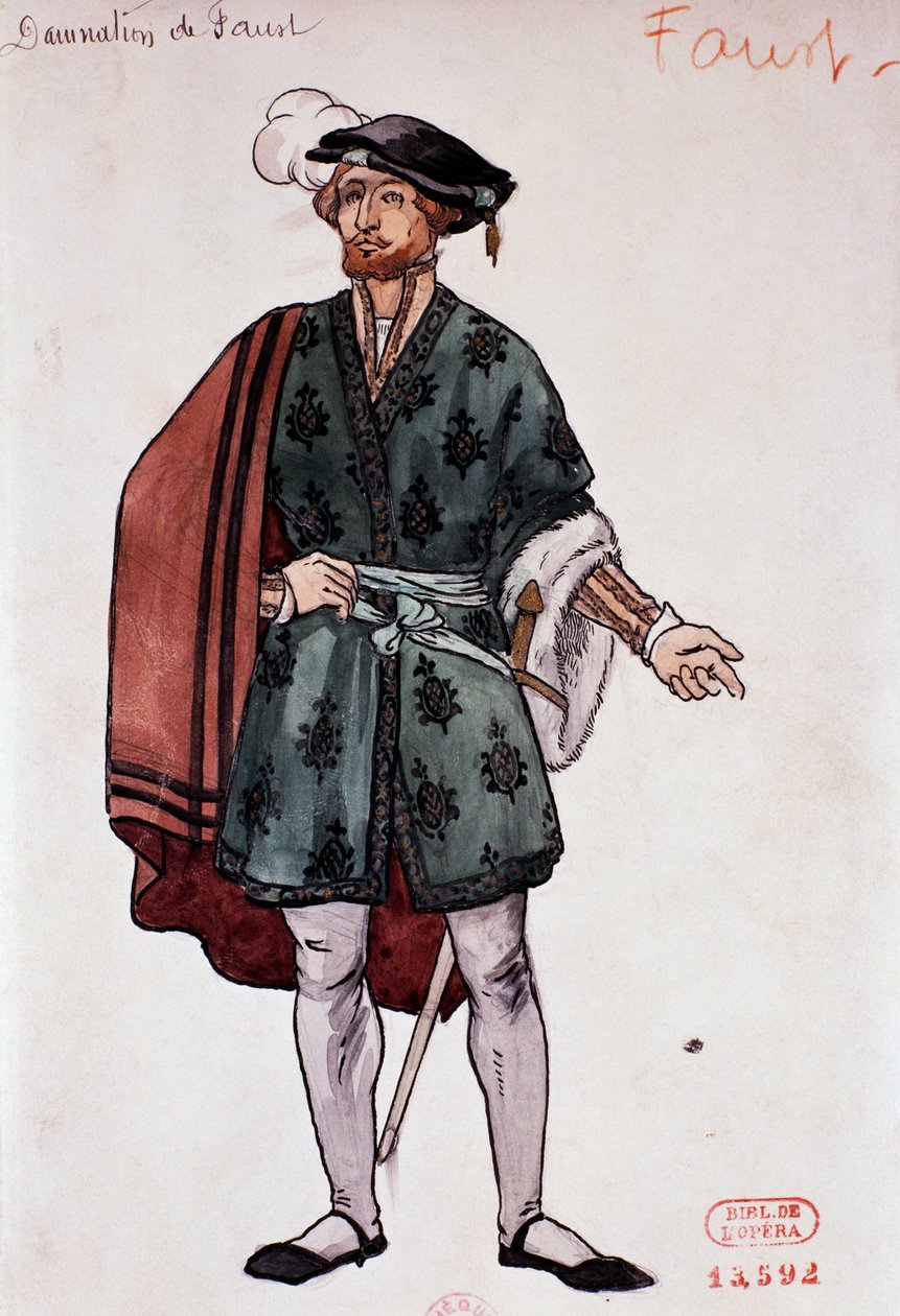 Kostým pro postavu Fausta ve Faustově prokletí od Hectora Berlioze, skica Joseph Porphyre Pinchon (1871-1953) od Joseph Porphyre Pinchon