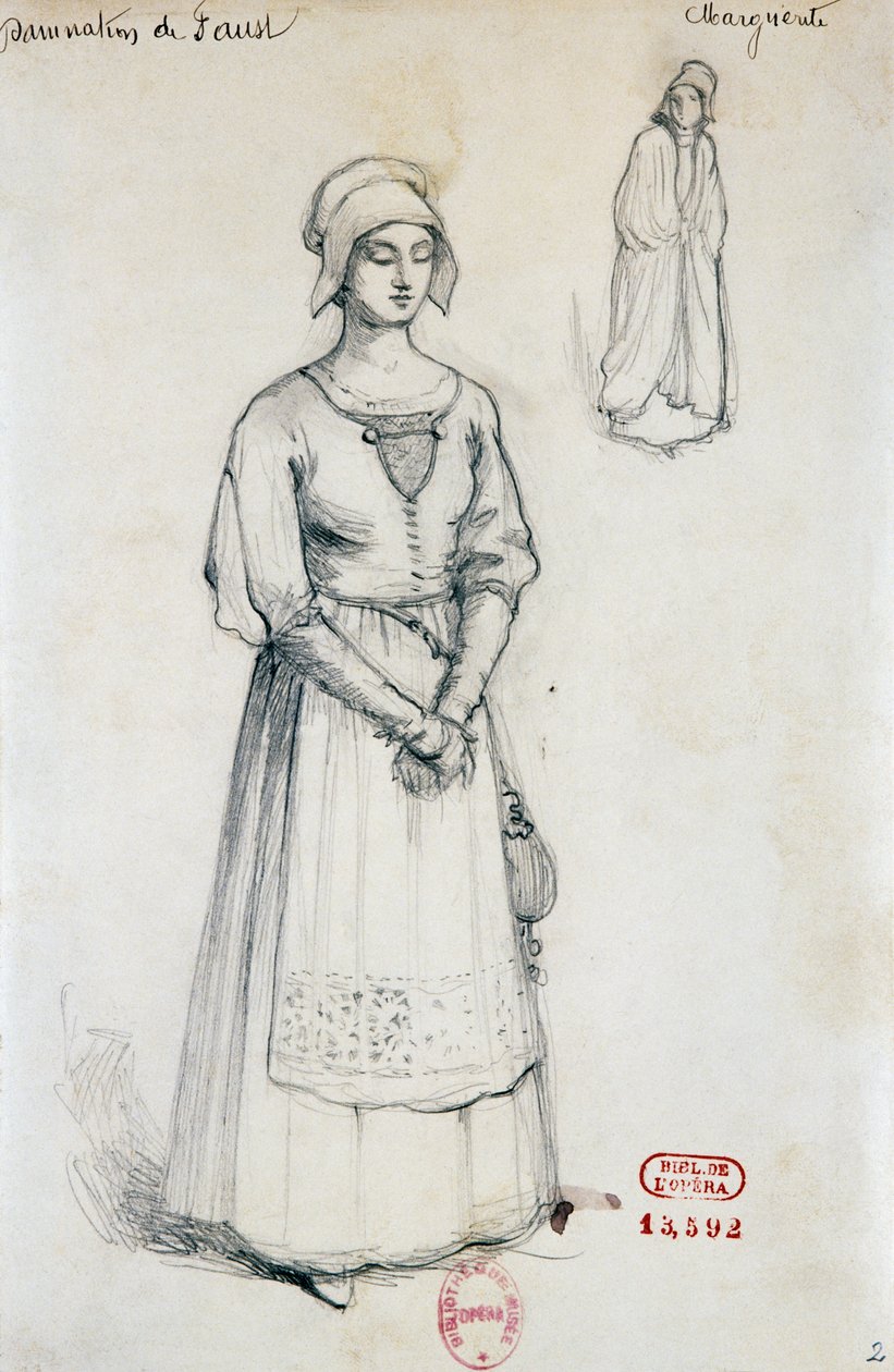 Kostým pro postavu Markéty ve Faustově prokletí od Hectora Berlioze, skica Joseph Porphyre Pinchon (1871-1953) od Joseph Porphyre Pinchon