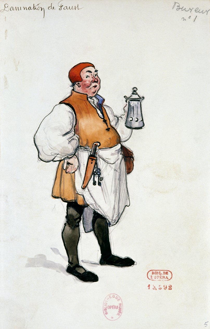 Kostým pro postavu hostitele ve Faustově prokletí od Hectora Berlioze, skica Joseph Porphyre Pinchon (1871-1953) od Joseph Porphyre Pinchon