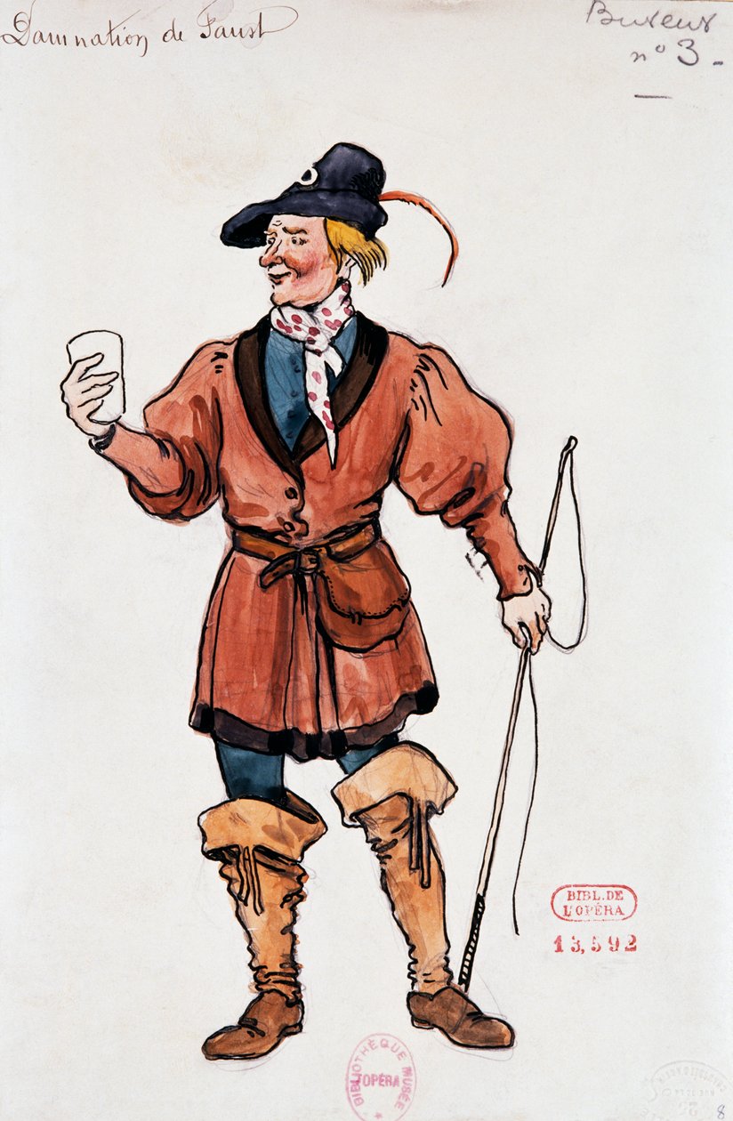 Kostým pro hostinské v opeře Faustovo prokletí od Hectora Berlioze, skica Josepha Porphyra Pinchona (1871-1953) od Joseph Porphyre Pinchon