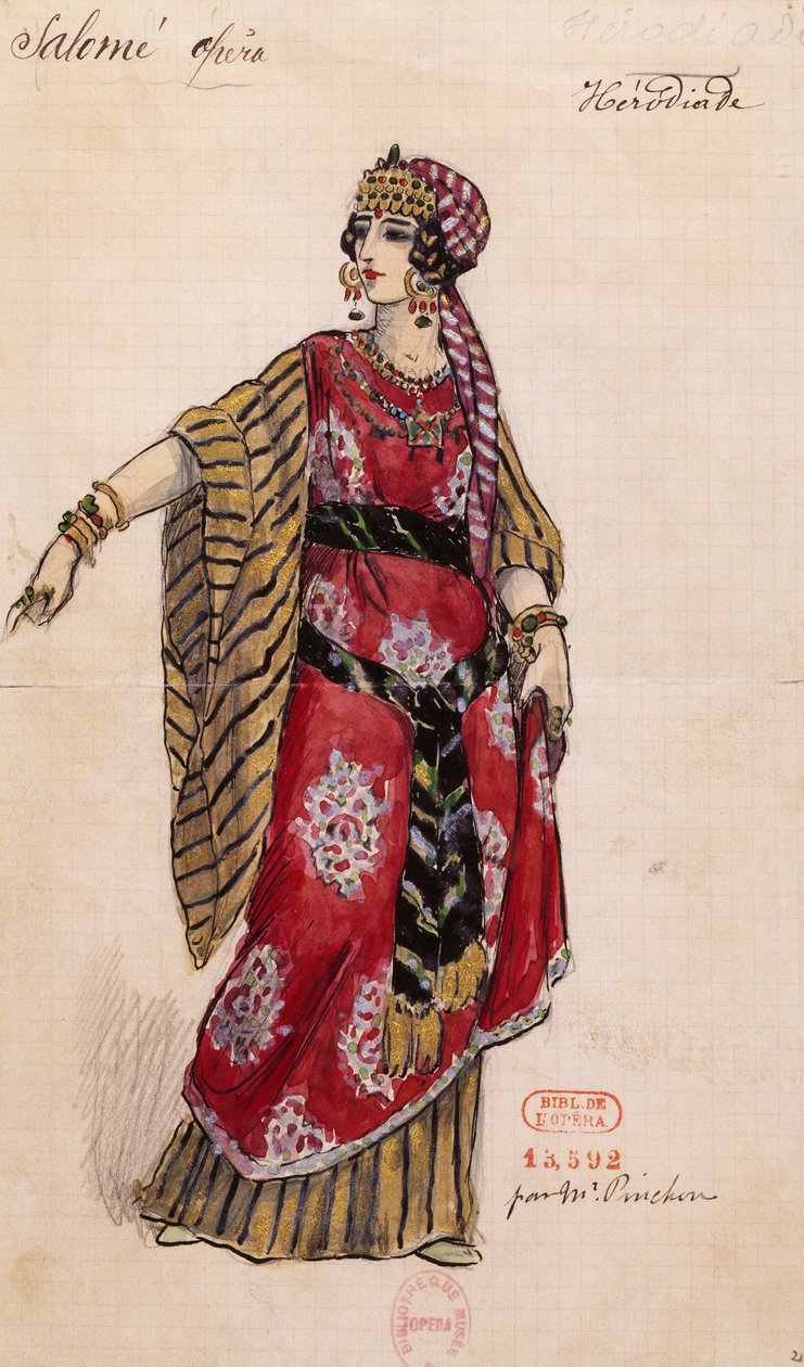 Herodias pro Salome, Richard Strauss (1864-1949), Opera Garnier v Paříži, 3. května od Joseph Porphyre Pinchon
