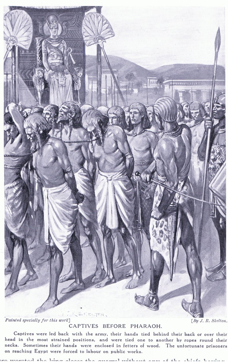 Zajatci před faraónem, kolem roku 1920 (litho) od Joseph Ratcliffe Skelton