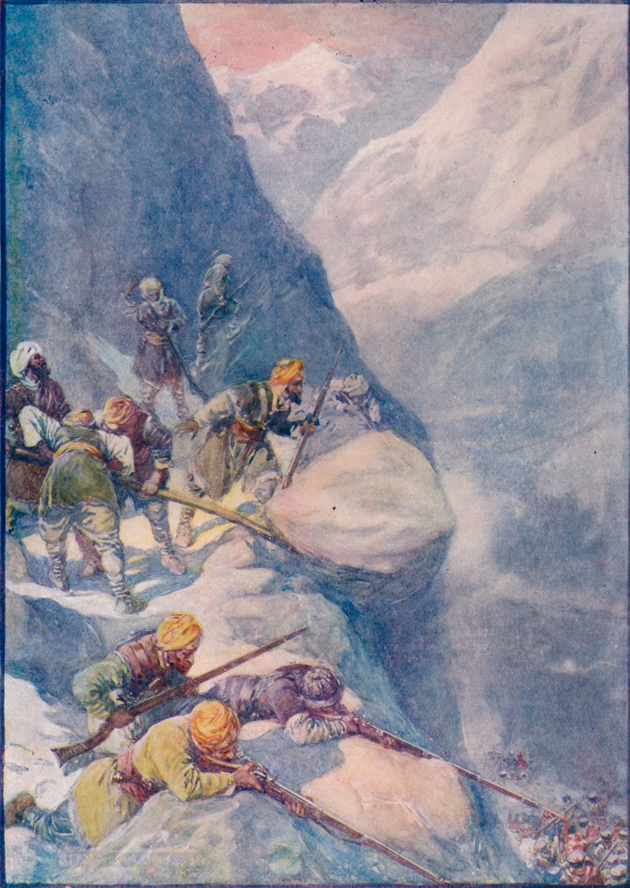 Rozdrceni Rolling Stones, pokoseni salvami z Musket-Shot Muži padli ve stovkách, 1908, c1 od Joseph Ratcliffe Skelton