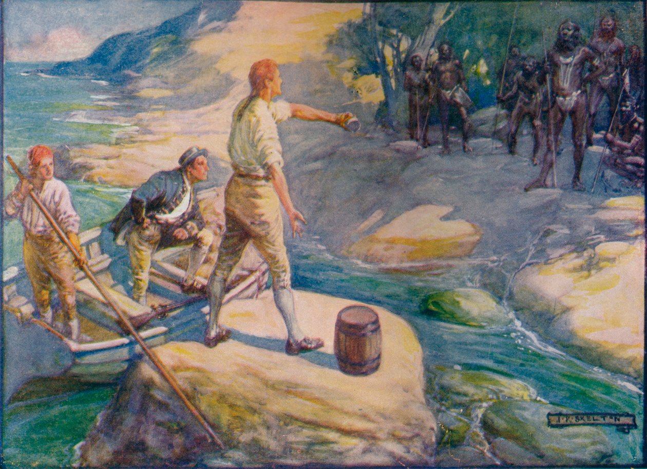 Domorodci se shromáždili kolem nich, c1908, c1920. od Joseph Ratcliffe Skelton
