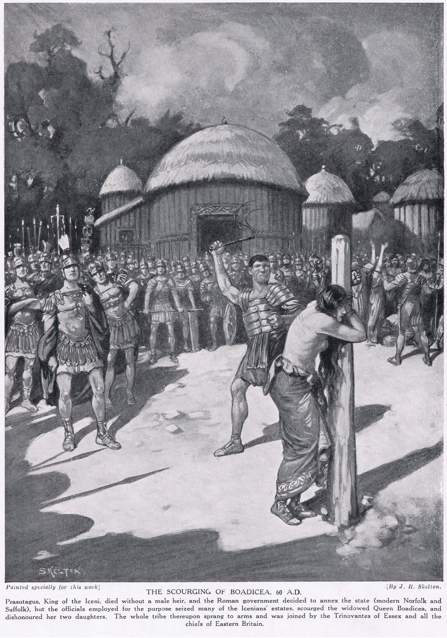 Bičování Boadicea, ilustrace z 