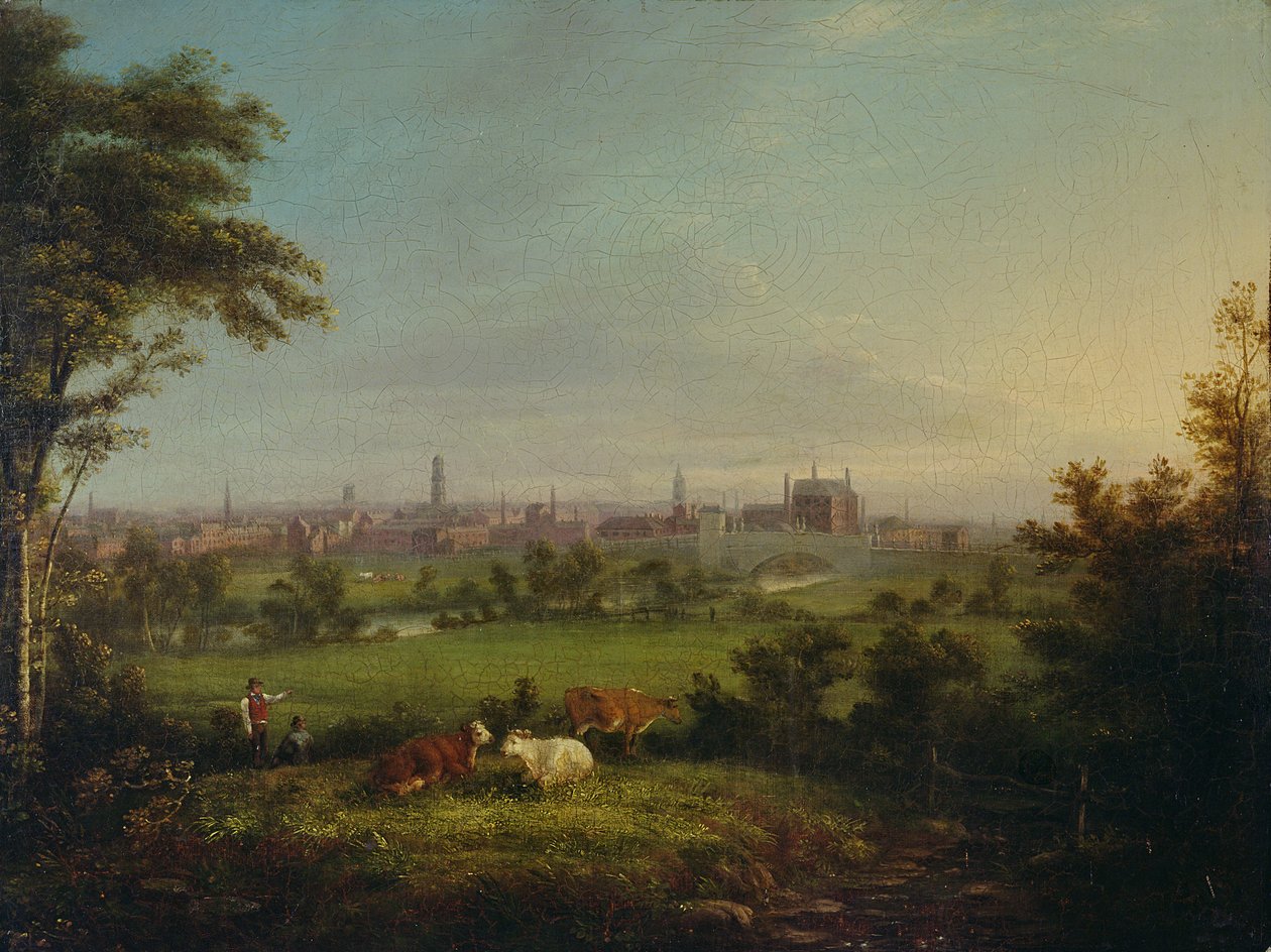 Leeds from the Meadows, cca 1825 (olej na plátně) od Joseph Rhodes