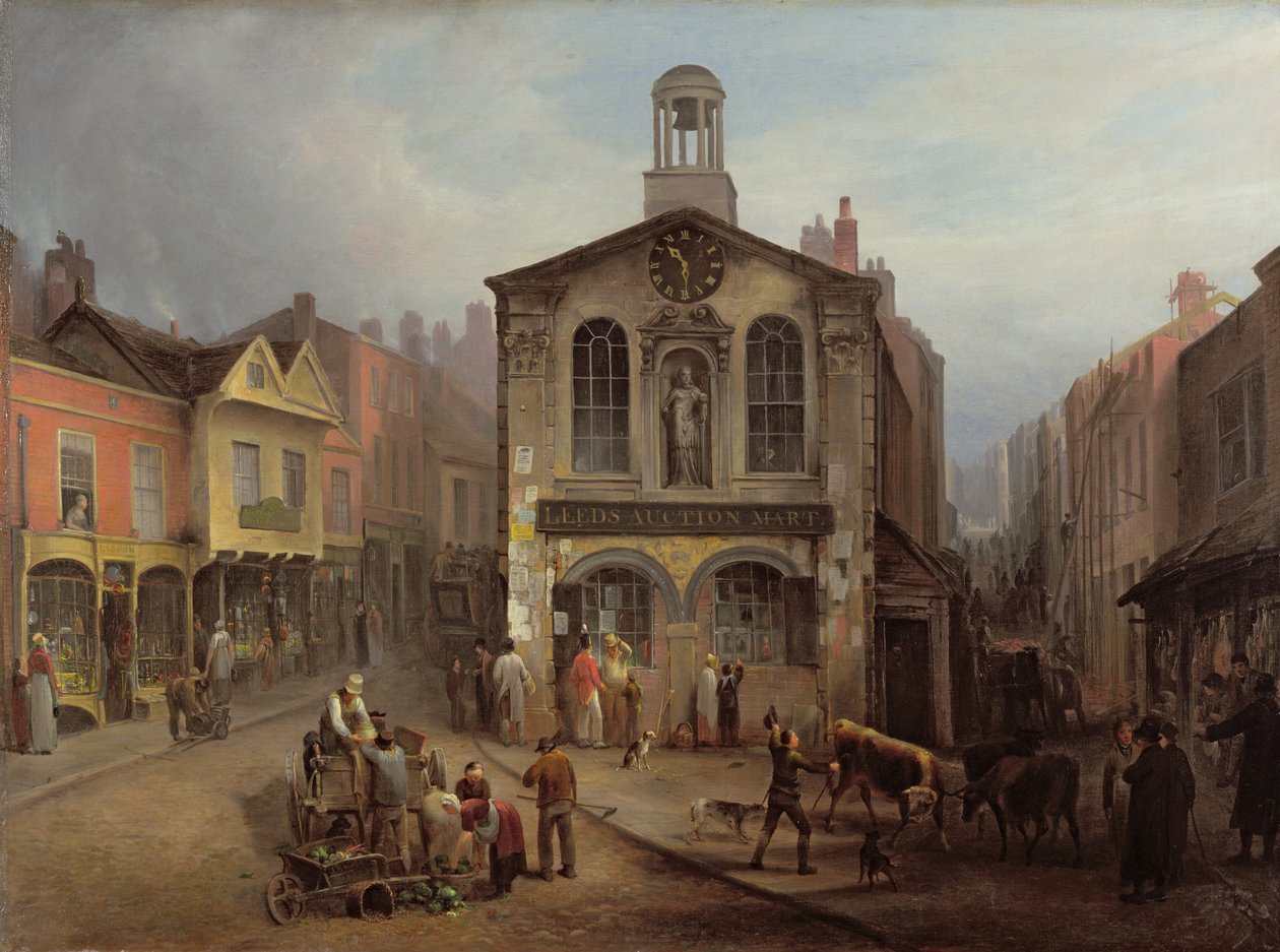 The Old Moot Hall, Leeds, asi 1825 (olej na plátně) od Joseph Rhodes
