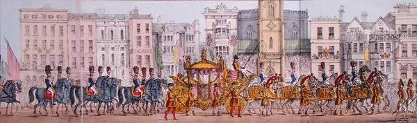Panoramatické znázornění královského pokroku královny Viktorie Londýnem 9. listopadu 1837 (litho) (detail) od Joseph Robins