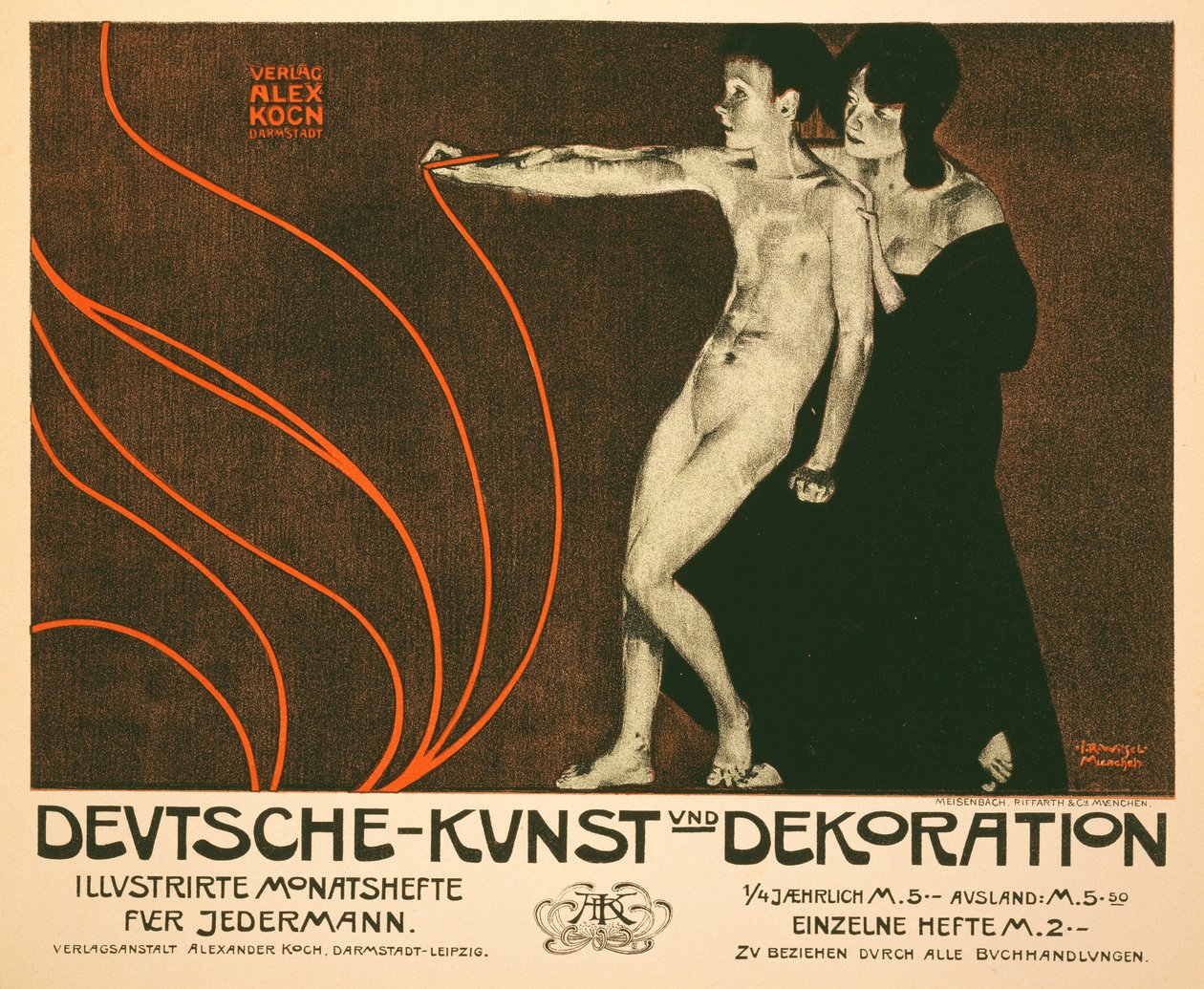 Reprodukce reklamního plakátu Deutsche Kunst und Dekoration, měsíční ilustrovaná recenze pro každého, 1898 od Joseph Rudolf Witzel