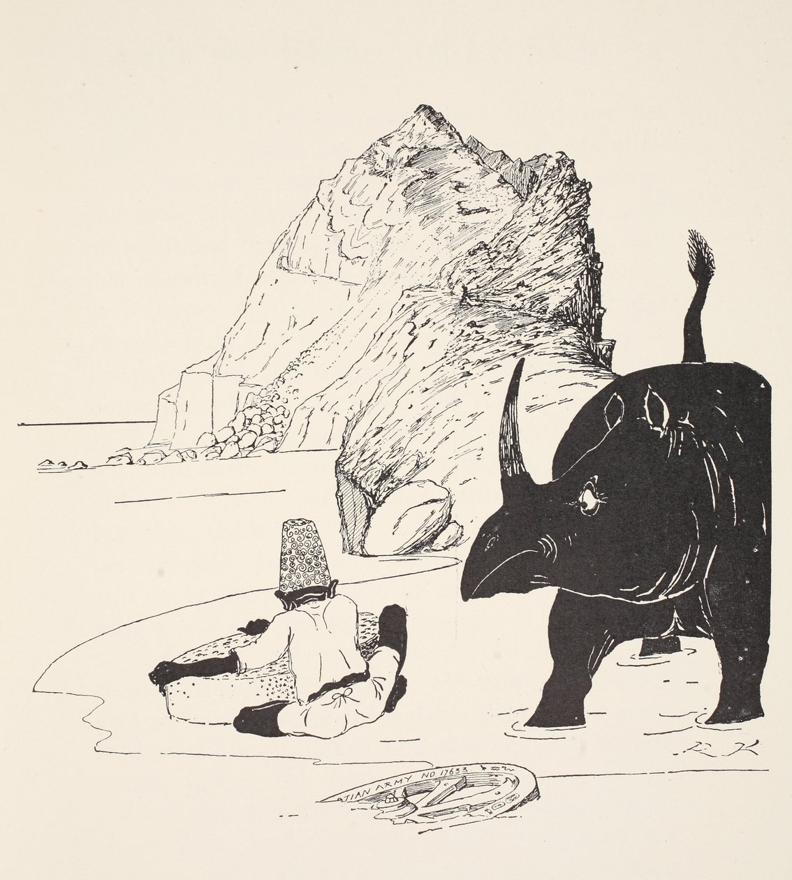 Parsee začíná jíst svůj dort na Neobývaném ostrově, ilustrace z 