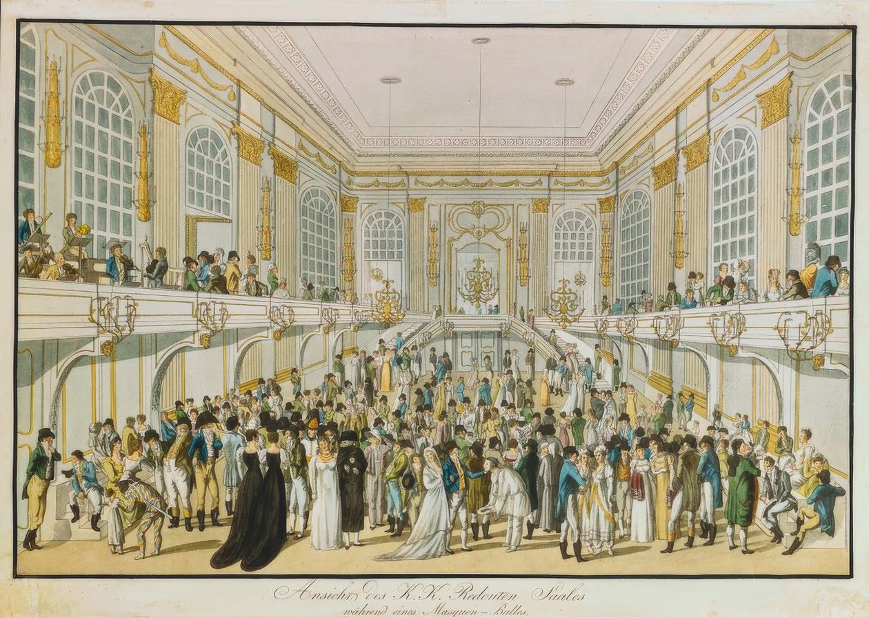 Pohled na K. u. K. Redoutensaal během maškarního plesu od Joseph Schütz