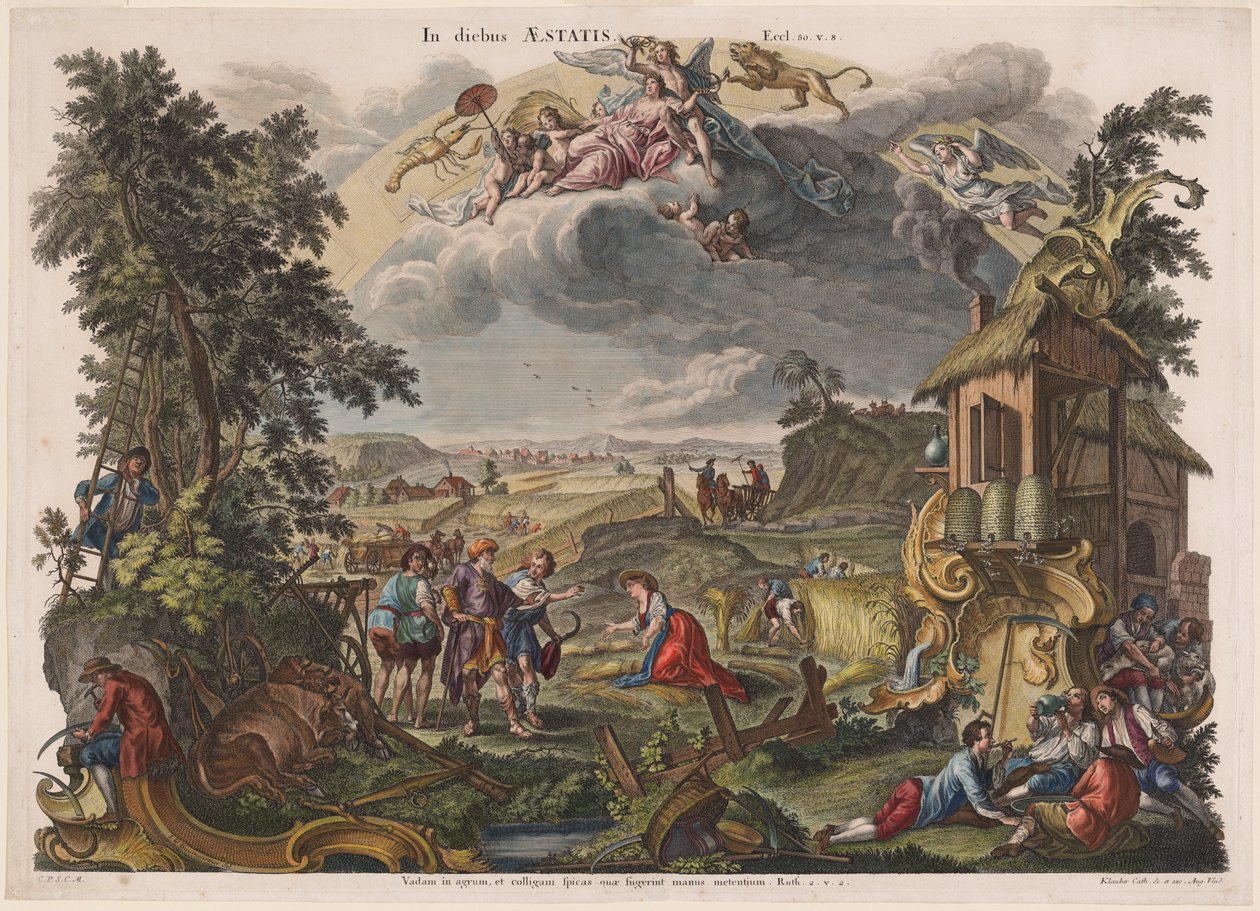 Léto od Joseph Sebastian Klauber, Johann Baptist Klauber, after Johann Wolfgang Baumgartner