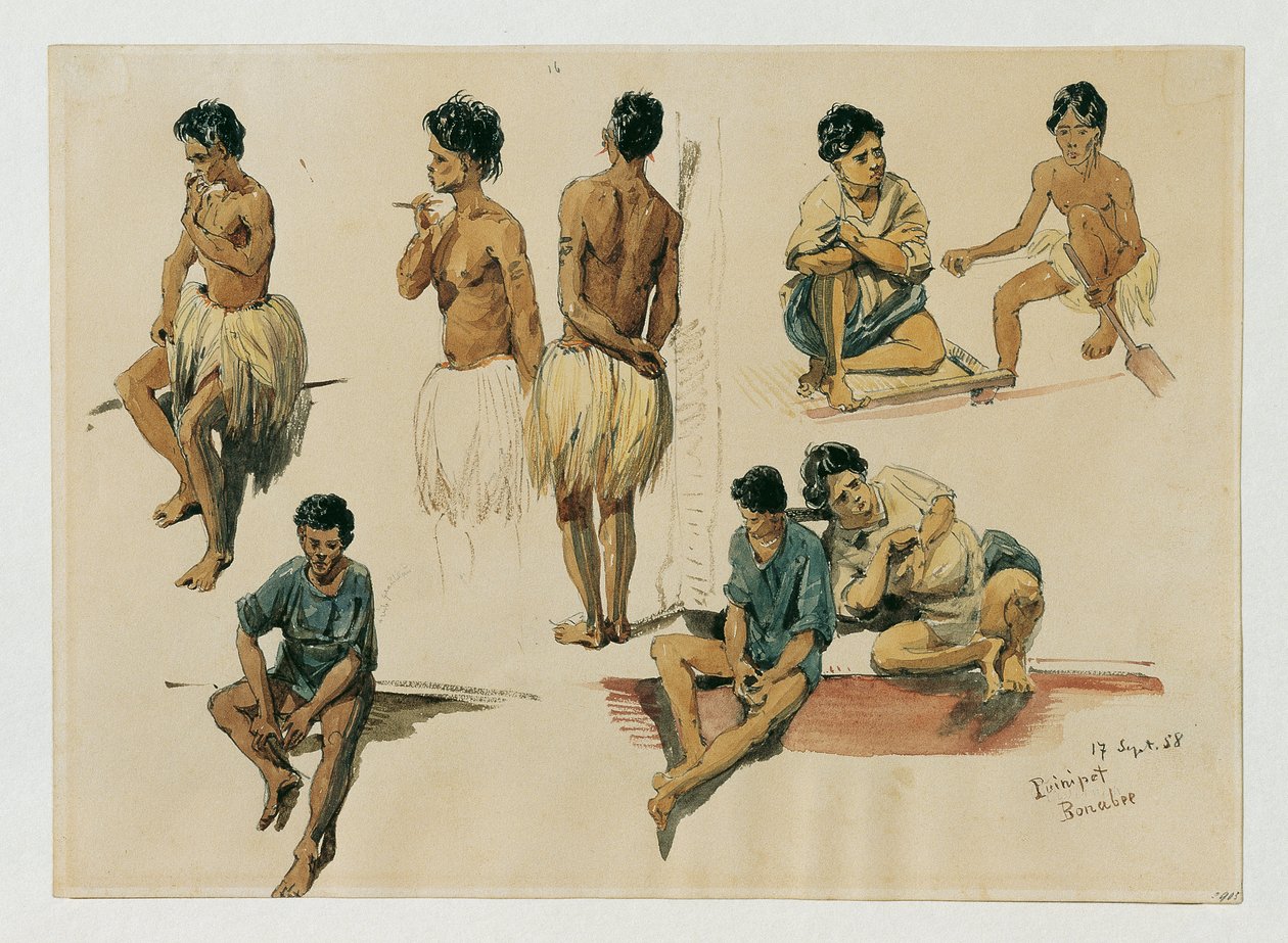 Domorodci z ostrova Puinipet (Ponape), Caroline Islands od Joseph Selleny