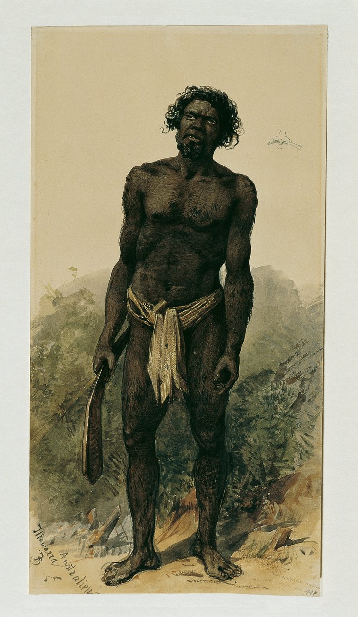 Původní s bumerangem z Woolongong (Wollongong), Austrálie od Joseph Selleny