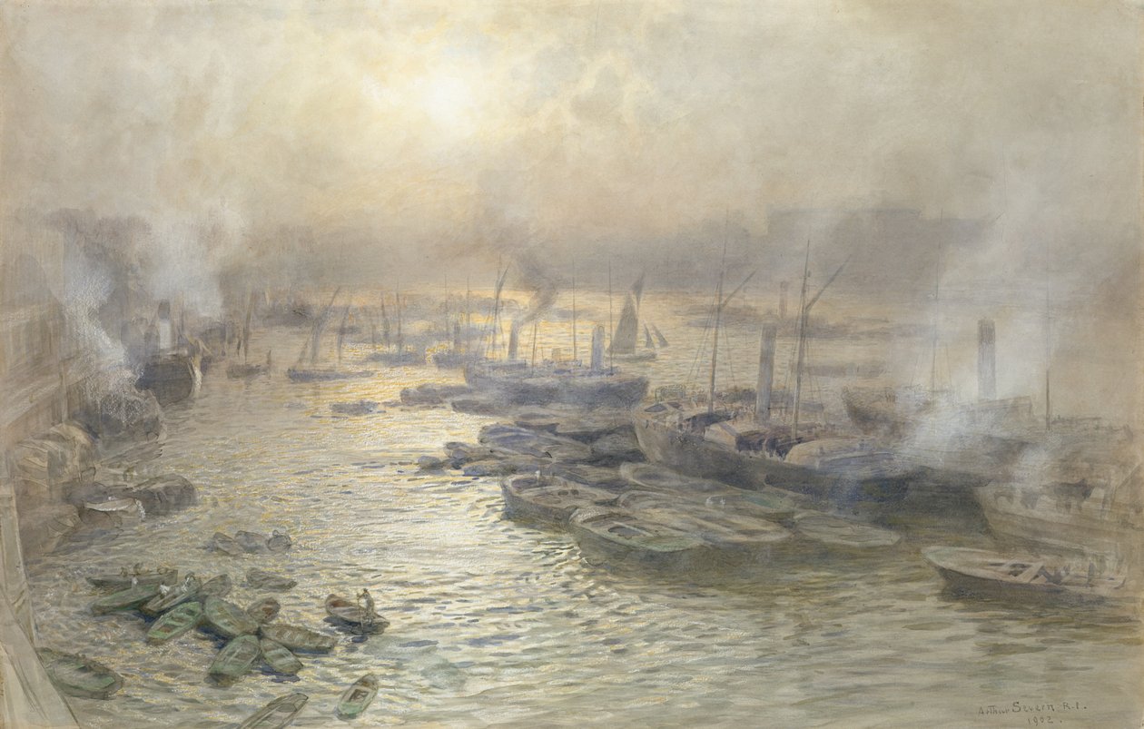 Winter Sunset, Westminster, 1902 (wc na papíře) od Joseph Severn