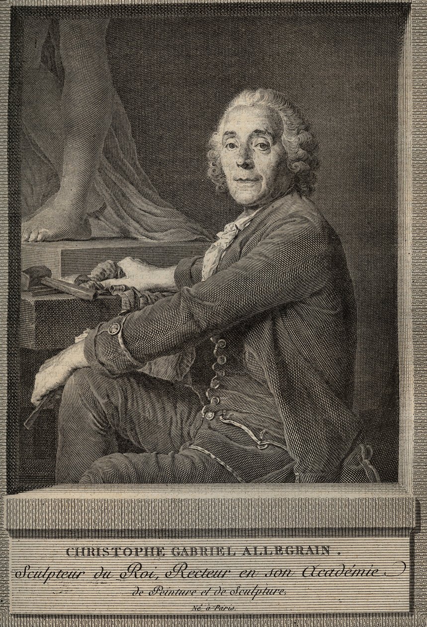 Portrét Christophe-Gabriel (Christophe Gabriel) Allegrain (1710-1795) francouzský sochař - rytina podle obrazu Josepha-Siffreina Duplessise od Joseph Siffred (after) Duplessis