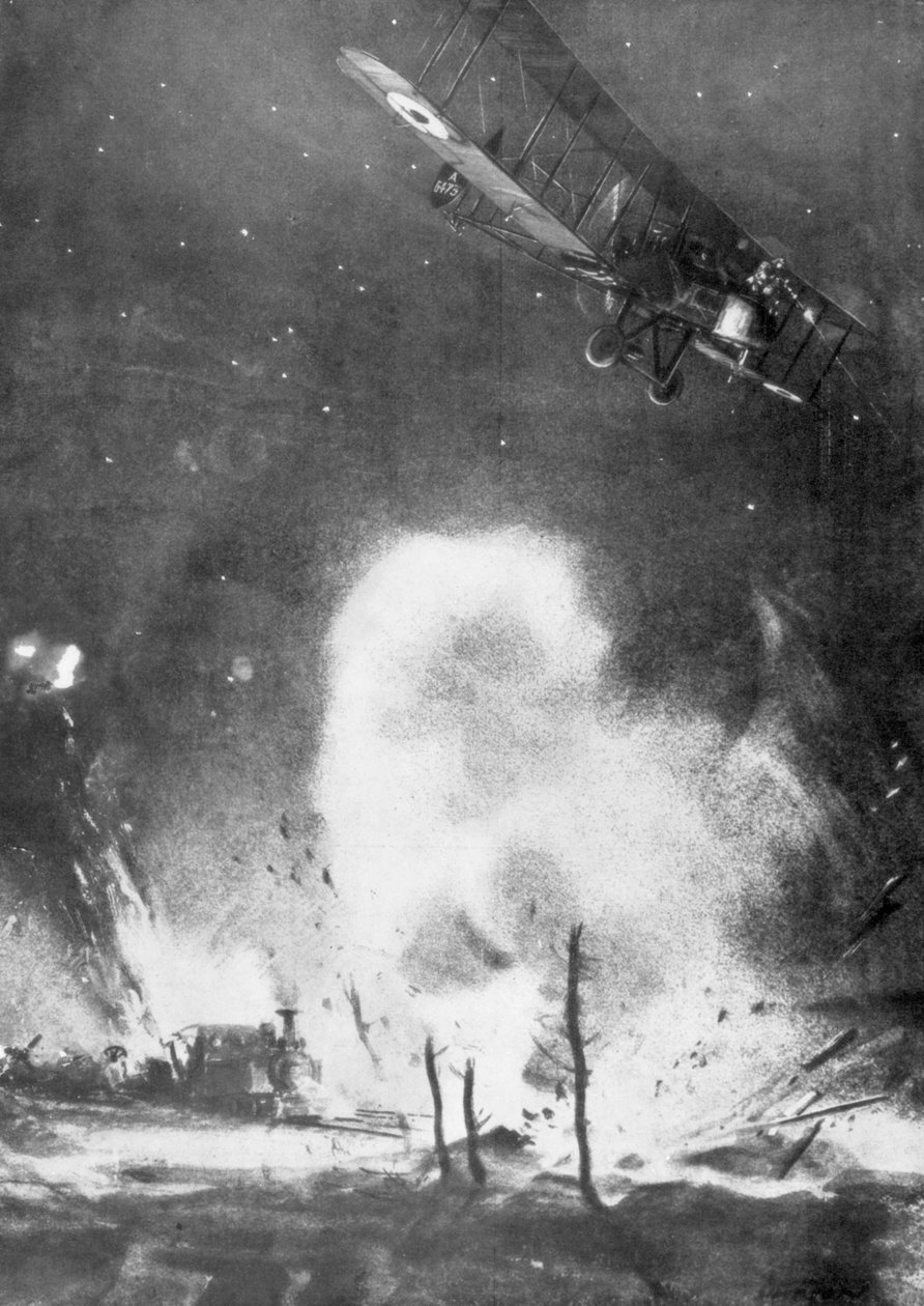 Britské letecké bombardování nad německými liniemi, první světová válka, 1914-1918 1926 od Joseph Simpson