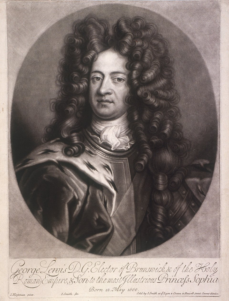 Oválný portrét Jiřího I., krále Velké Británie, c1700 od Joseph Smith
