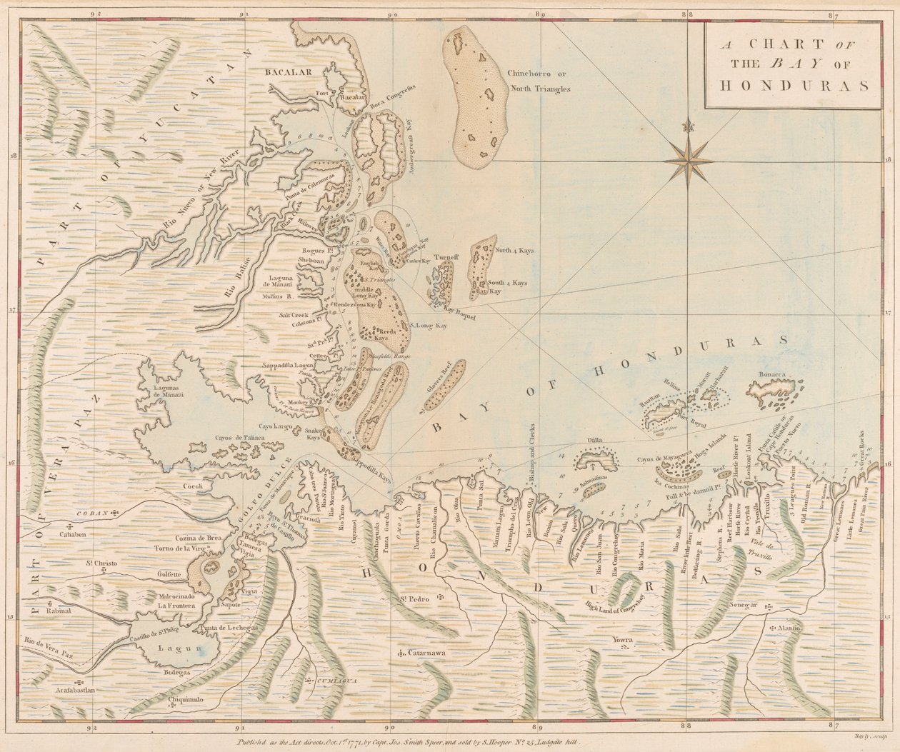 Mapa Honduraského zálivu od Joseph Smith Speer