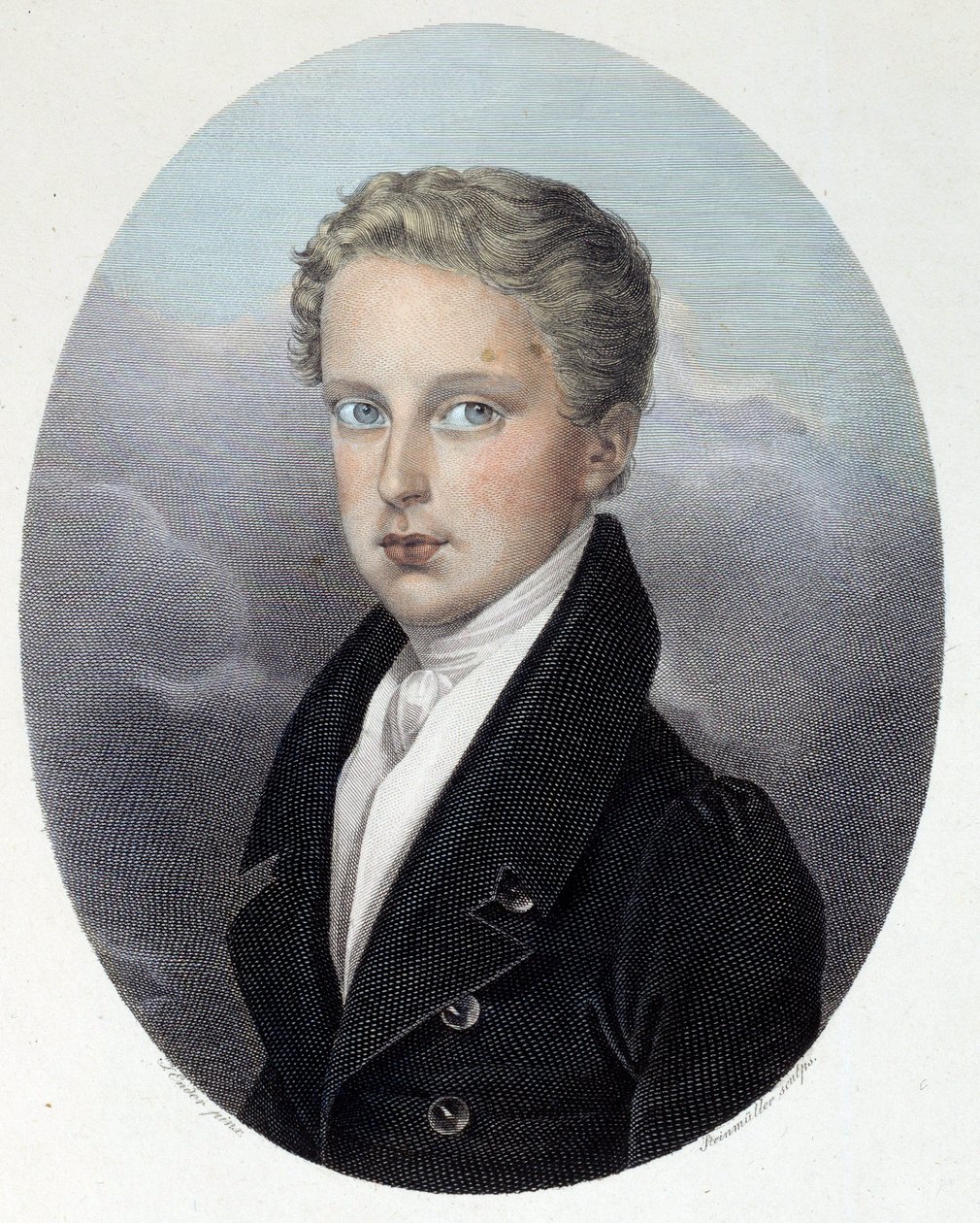 Portrét vévody z Reichstadtu (1811-1832), syna Napoleona I. a Marie Luisy Rakouské Rytina Josepha Steinmullera (1795-1841) 1827 Soukromá sbírka od Joseph Steinmuller