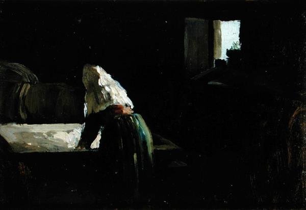 Mycí žena (olej na panelu) od Joseph Stella