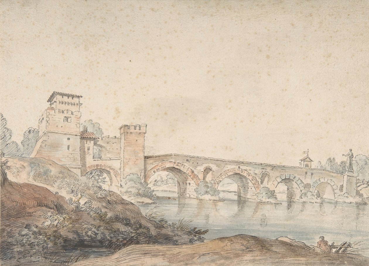 Ponte Molle, Řím, 18. století. od Joseph Vernet.
