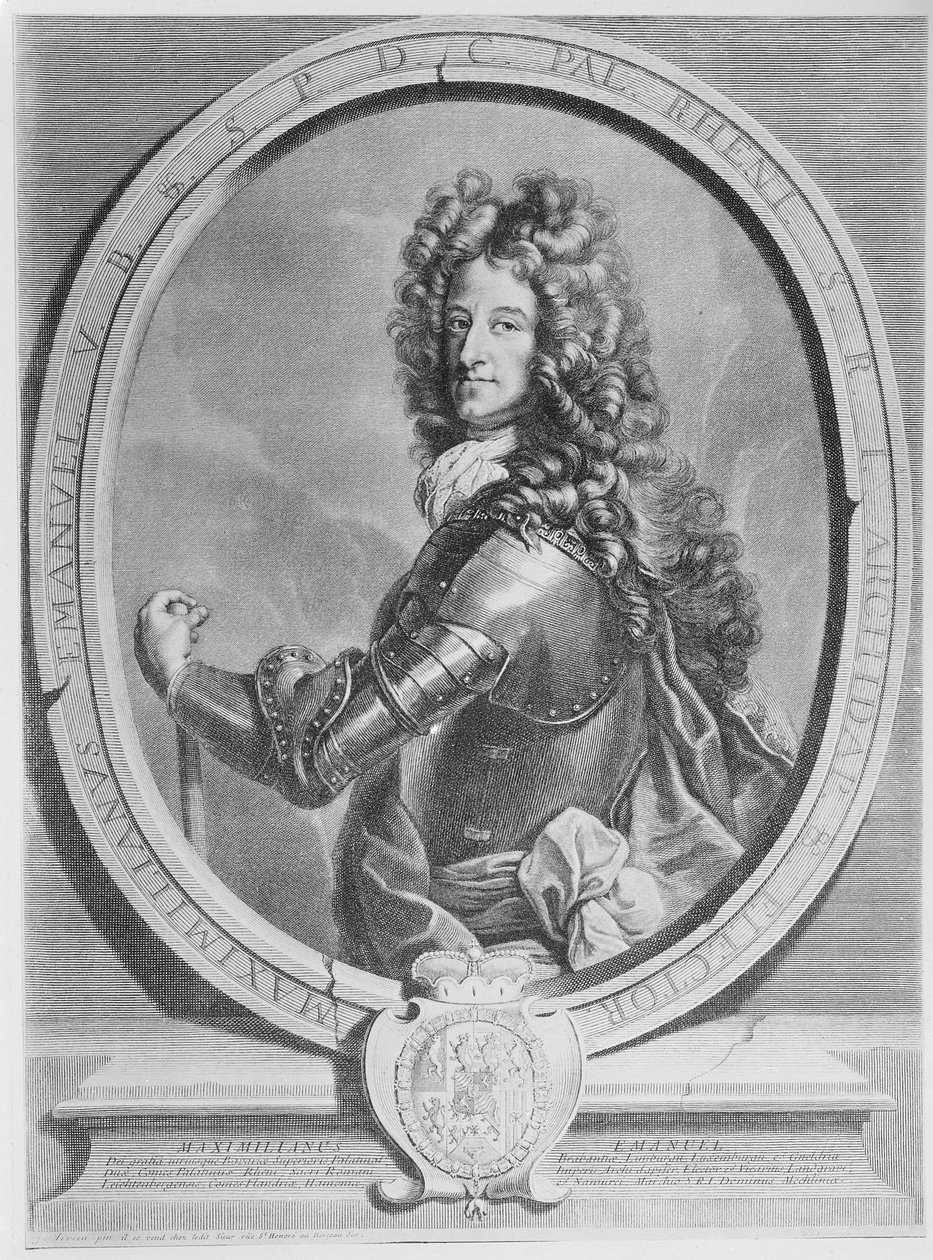 Maxmilián II. Emanuel, bavorský kurfiřt, rytý Cornelis Vermeulen (rytina) od Joseph Vivien