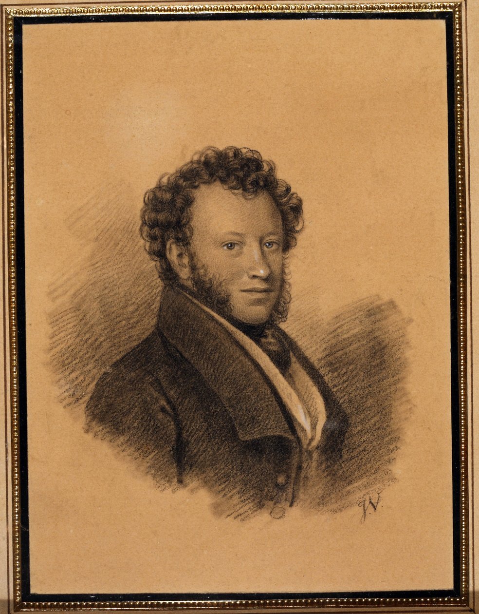 Portrét spisovatele Alexandre Pouchkine (1799-1837) - dílo Josepha Vivien (1793-1852), tužka a akvarel na papíře od Joseph Vivien